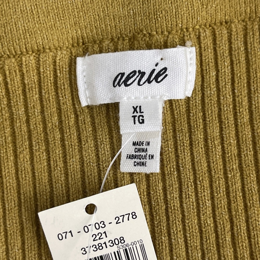 Aerie Take Charge Pleated Sweater Skirt Womens Size XL Mustard Yellow Stretch - Picture 5 of 11